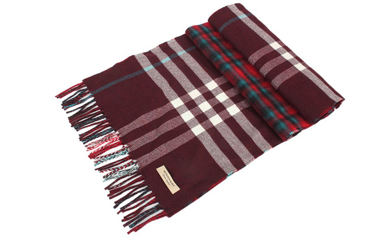 Burberry Check Pattern Cashmere Scarf with Tassels - Unisex Couples款 40601151 圖 3