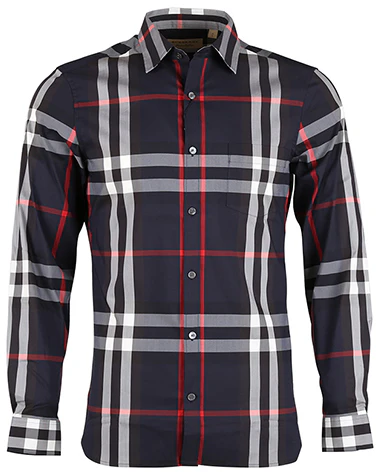 burberry-check-pattern-casual-long-sleeve-shirt-navy-blue-40067311