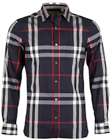 Burberry Check Pattern Casual Long-Sleeve Shirt Navy Blue 40067311 Burberry Check Pattern Casual Long-Sleeve Shirt Navy Blue 40067311