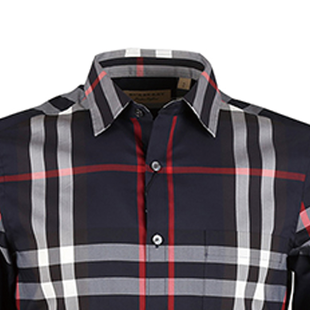 Burberry Check Pattern Casual Long-Sleeve Shirt Navy Blue 40067311 圖 7