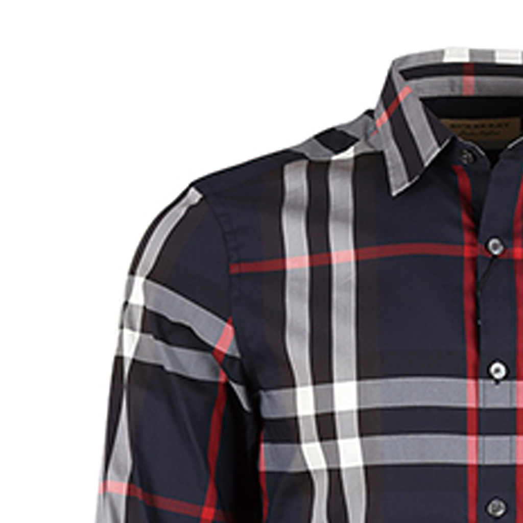 Burberry Check Pattern Casual Long-Sleeve Shirt Navy Blue 40067311 圖 8