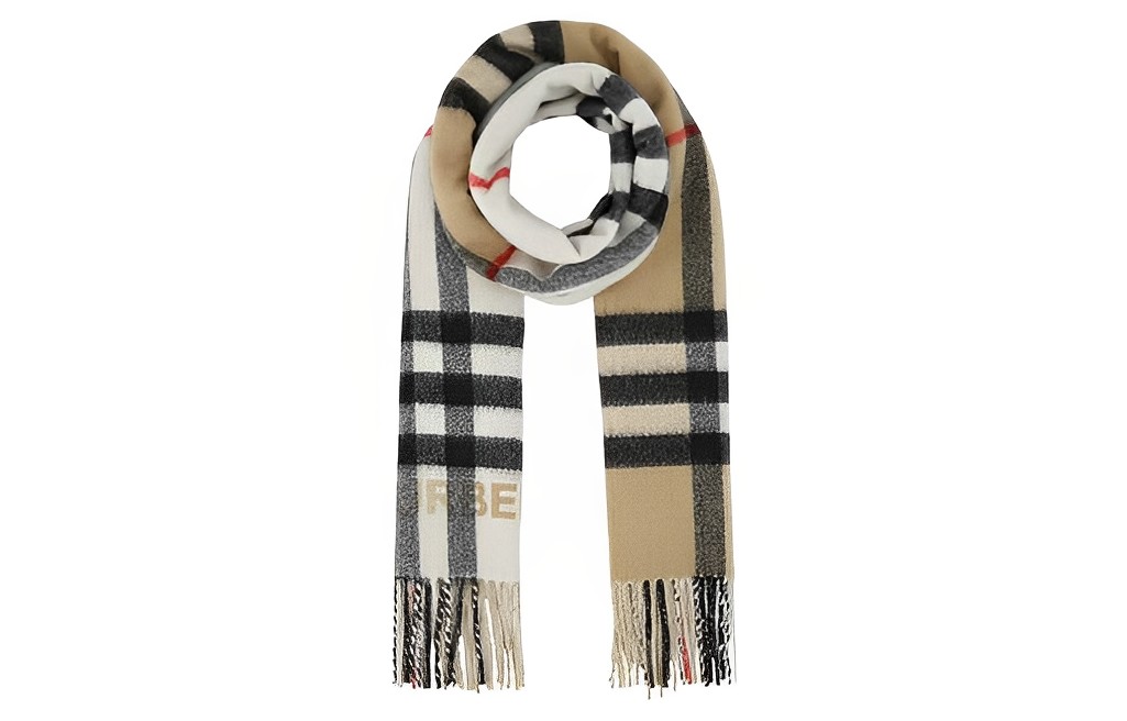 Burberry Check Pattern Casual Wool Scarf Men’s Khaki 8059280A7026