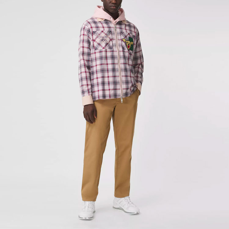 Burberry Check Pattern Cotton Long Sleeve Shirt Frost Pink 80368671 圖 3