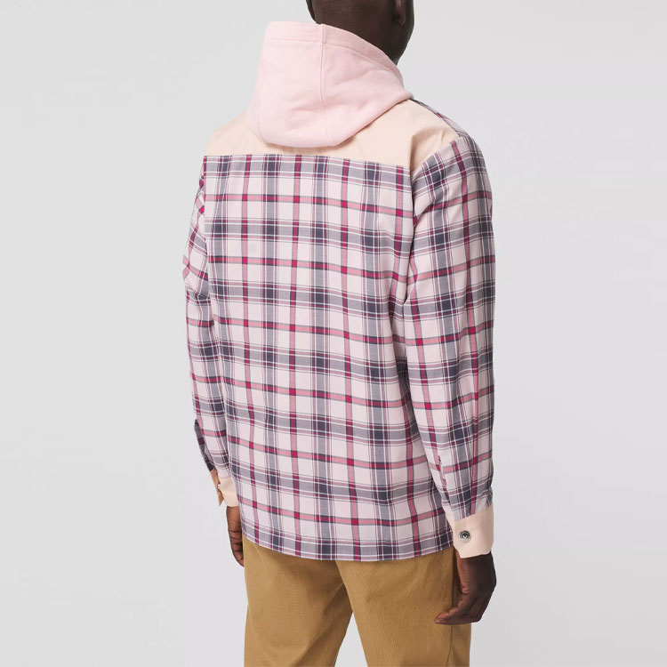 Burberry Check Pattern Cotton Long Sleeve Shirt Frost Pink 80368671 圖 5