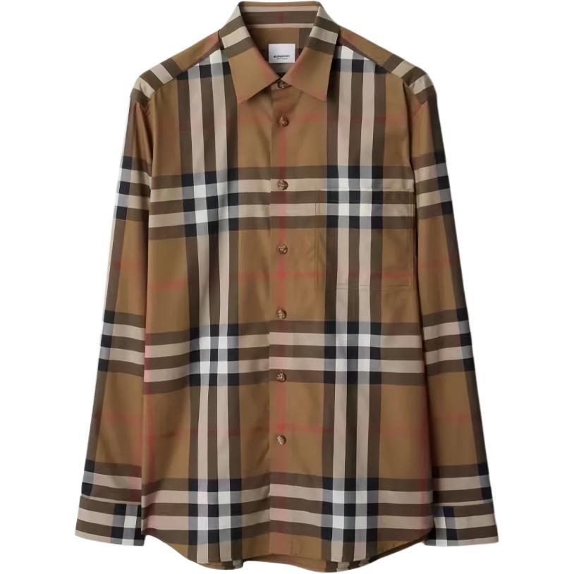 Burberry Check Pattern Long-Sleeve Shirt Brown. 80842871