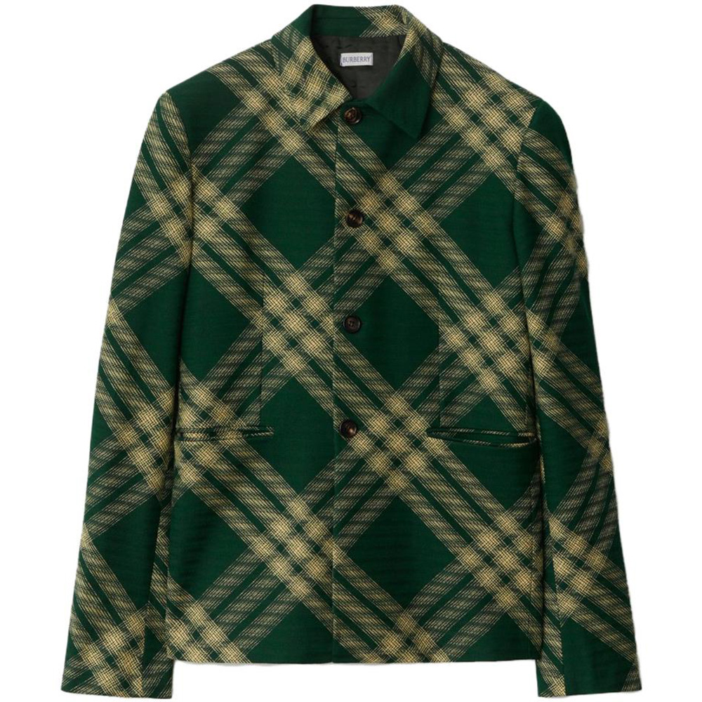 Burberry Check Pattern Loose Fit Jacket Men’s Pale Yellow 80832581