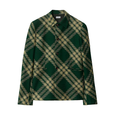 Burberry Check Pattern Loose Fit Jacket Men’s Pale Yellow 80832581