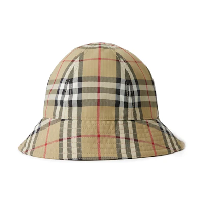 Burberry Check Pattern Nylon Bucket Hat for Men in Light Brown. 80711501