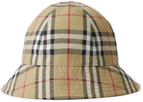 Order Burberry 格紋男款尼龍漁夫帽 浅棕色 80711501