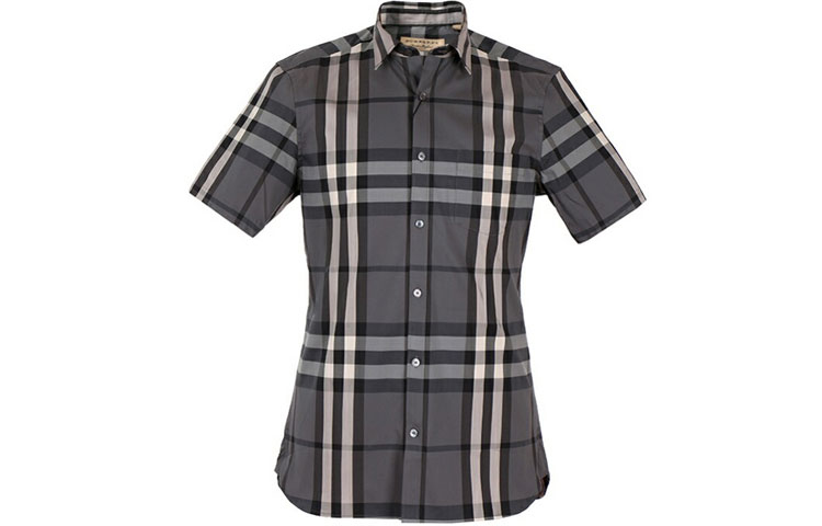 Burberry Check Pattern Short Sleeve Shirt - Gray 40039351