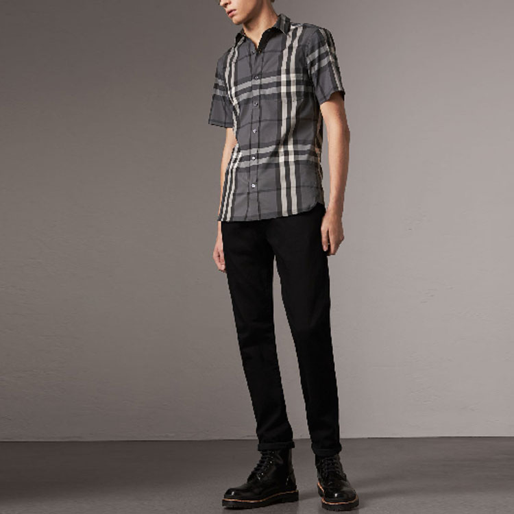 Burberry Check Pattern Short Sleeve Shirt - Gray 40039351 圖 5