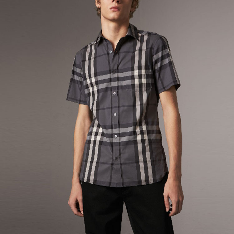 Burberry Check Pattern Short Sleeve Shirt - Gray 40039351 圖 7