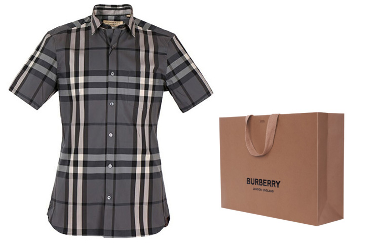 Burberry Check Pattern Short Sleeve Shirt - Gray 40039351 圖 8
