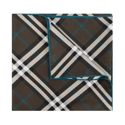 Burberry Check Pattern Silk Scarf Brown Unisex Couple Style. 80907521