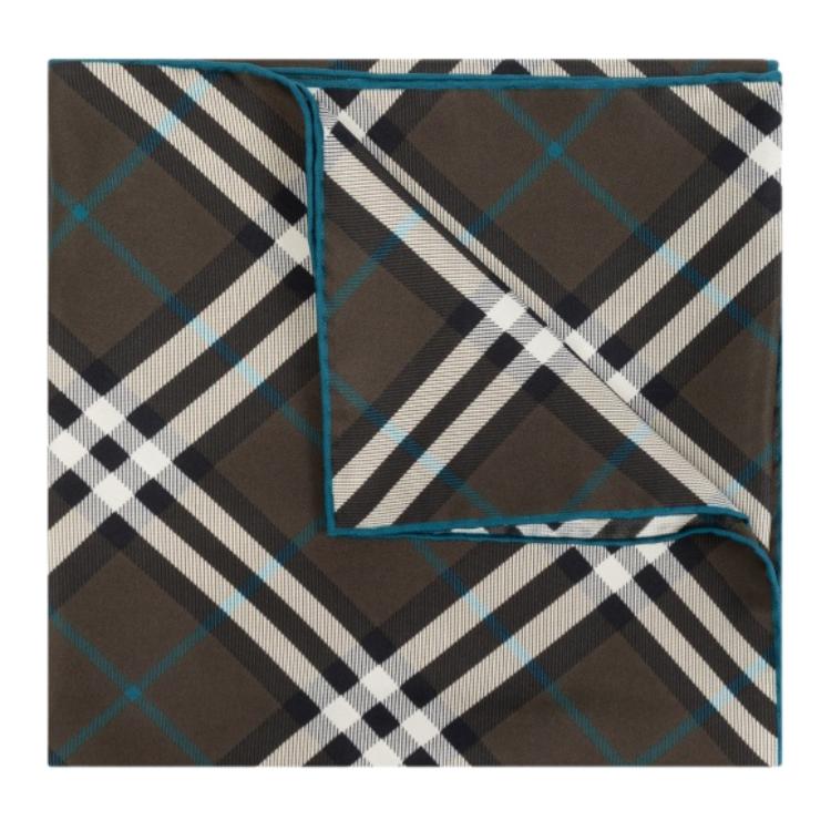 Burberry Check Pattern Silk Scarf Brown Unisex Couple Style. 80907521 圖 2