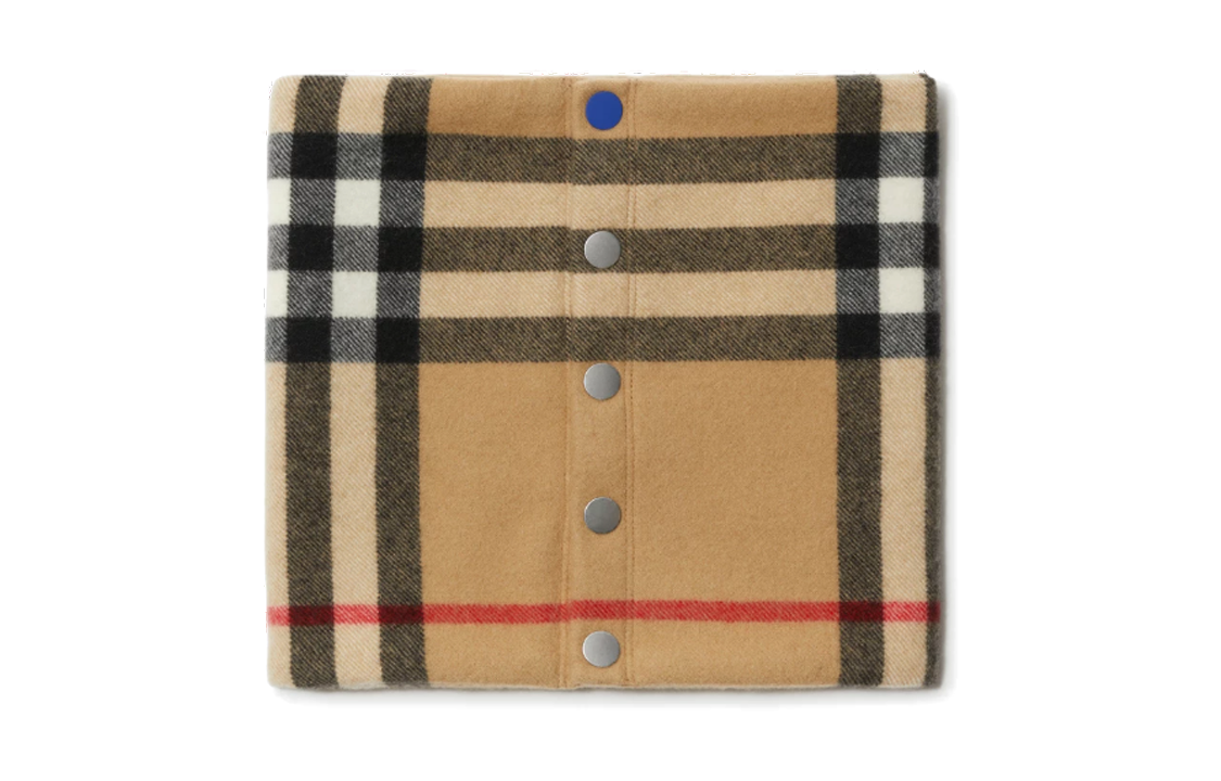 Burberry Check Pattern Snap Closure Scarf Unisex Couple Style Brown. 80832731