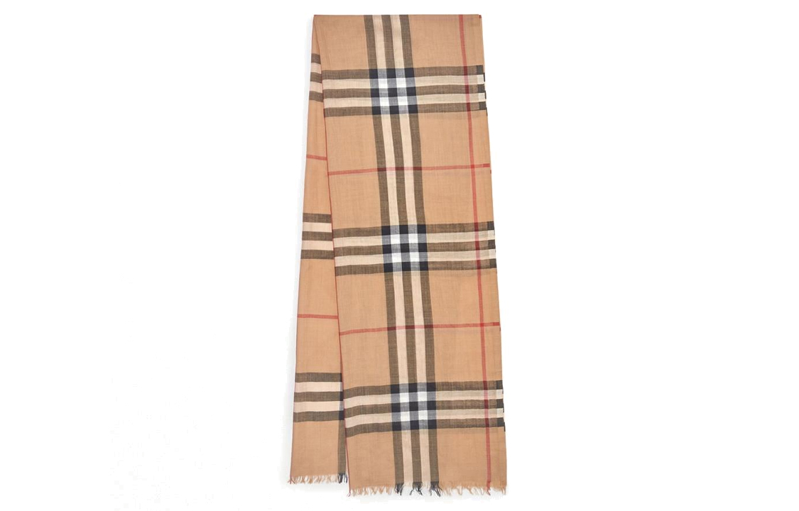 Burberry Check Pattern Wool Scarf for Men in Camel Color. 37432321 圖 2