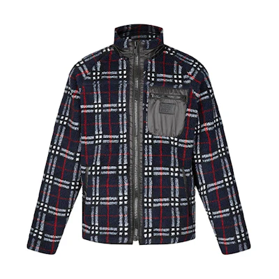 Burberry Check Pocket Zip-Up High Collar Jacket Blue 80163781