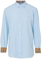Burberry Check Point Collar Long-Sleeve Shirt for Men Light Blue 80087041 Burberry Check Point Collar Long-Sleeve Shirt for Men Light Blue 80087041