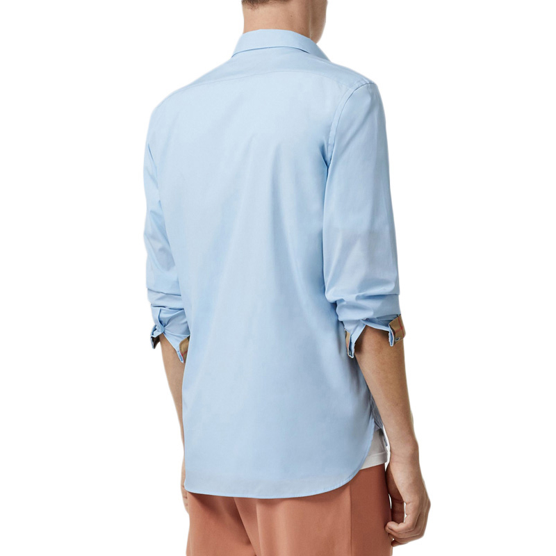 Lookbook Burberry 格紋尖領長袖襯衫 男款 淺藍色 80087041