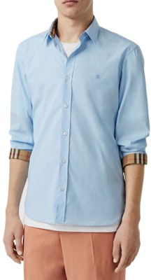 Burberry Check Point Collar Long-Sleeve Shirt for Men Light Blue 80087041 Shop Burberry Check Point Collar Long-Sleeve Shirt for Men Light Blue 80087041