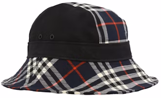 Burberry Check Print Bucket Hat Navy Burberry Check Print Bucket Hat Navy