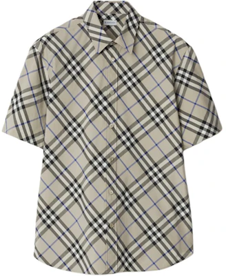 巴宝莉格纹印花男士短袖衬衫苔绿色 80876391 Order 巴宝莉格纹印花男士短袖衬衫苔绿色 80876391