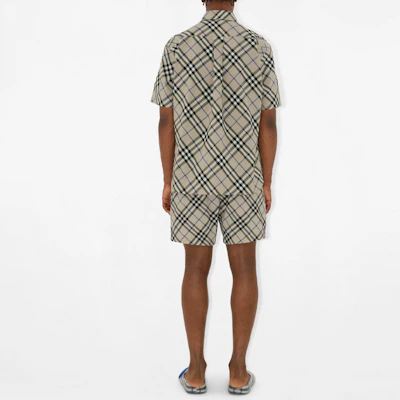 巴宝莉格纹印花男士短袖衬衫苔绿色 80876391 Purchase 巴宝莉格纹印花男士短袖衬衫苔绿色 80876391