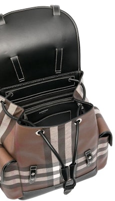 Burberry Check Print Double Buckle Backpack Dark Birch Brown/Black Lookbook Burberry Check Print Double Buckle Backpack Dark Birch Brown/Black