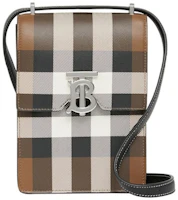 Burberry Check Print Leather Robin Bag Birch Brown Burberry Check Print Leather Robin Bag Birch Brown