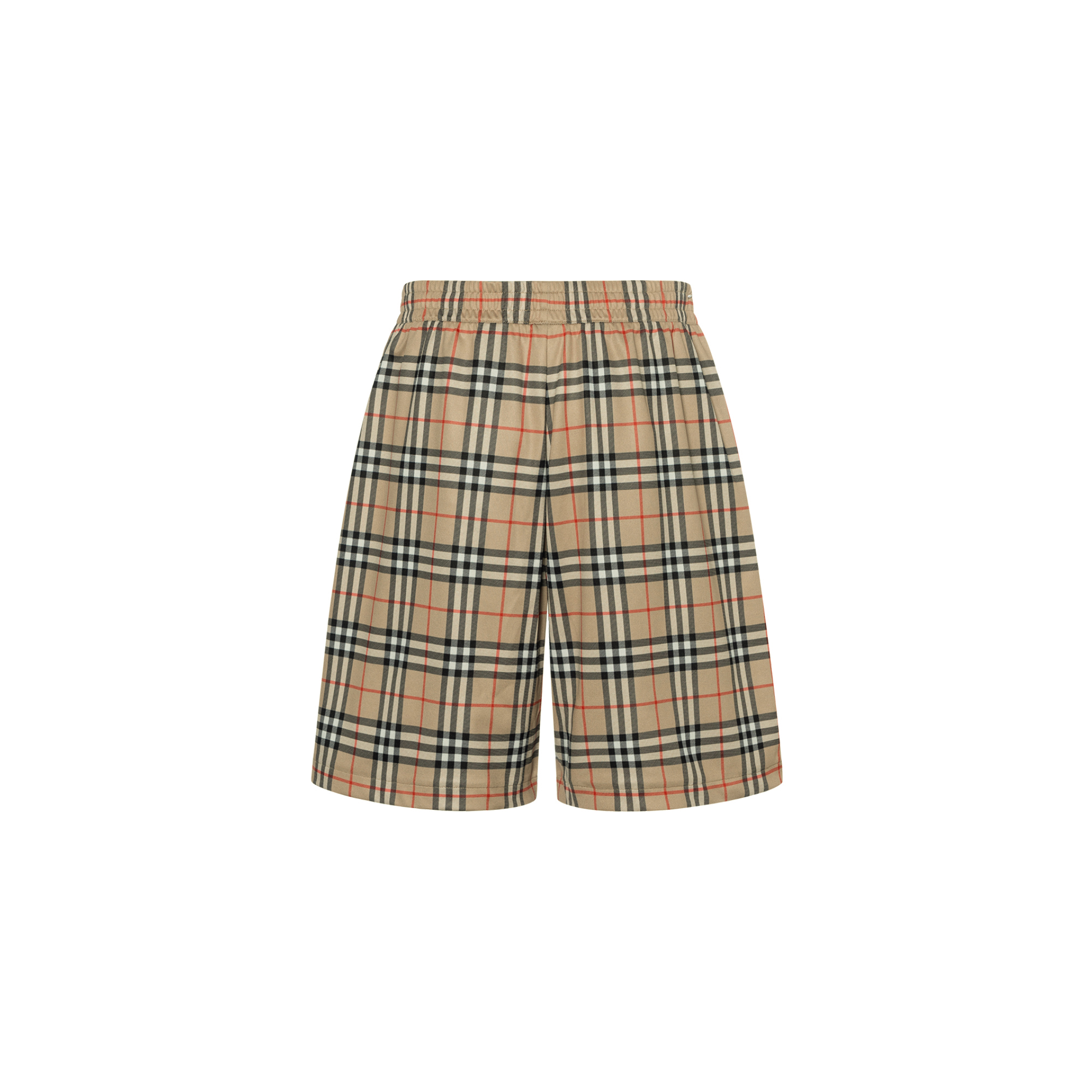 Burberry Check Print Mid-Rise Straight Casual Shorts Beige. 80264691