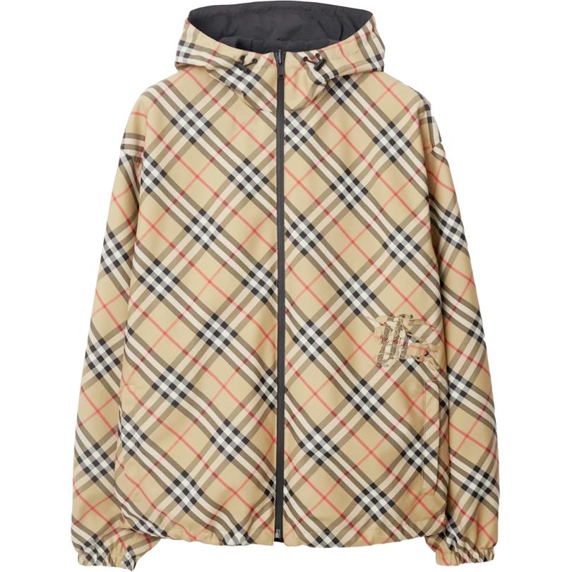 Burberry Check Print Reversible Zip-Up Hoodie Jacket Men’s Black 66502751