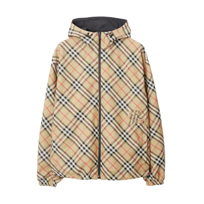 Burberry Check Print Reversible Zip-Up Hoodie Jacket Men’s Black 66502751