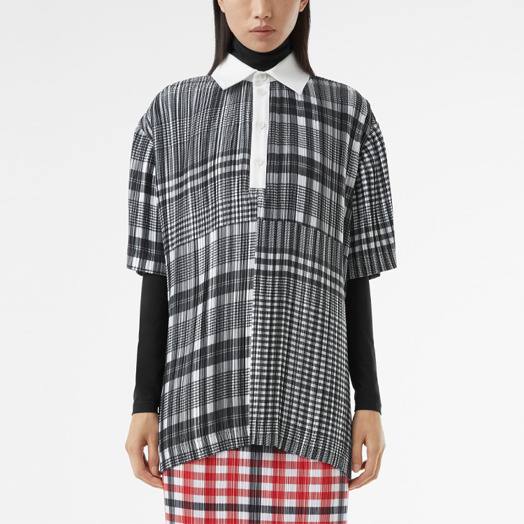 Burberry Check Print Short Sleeve Polo Shirt Black Unisex SS21 80420801 圖 8