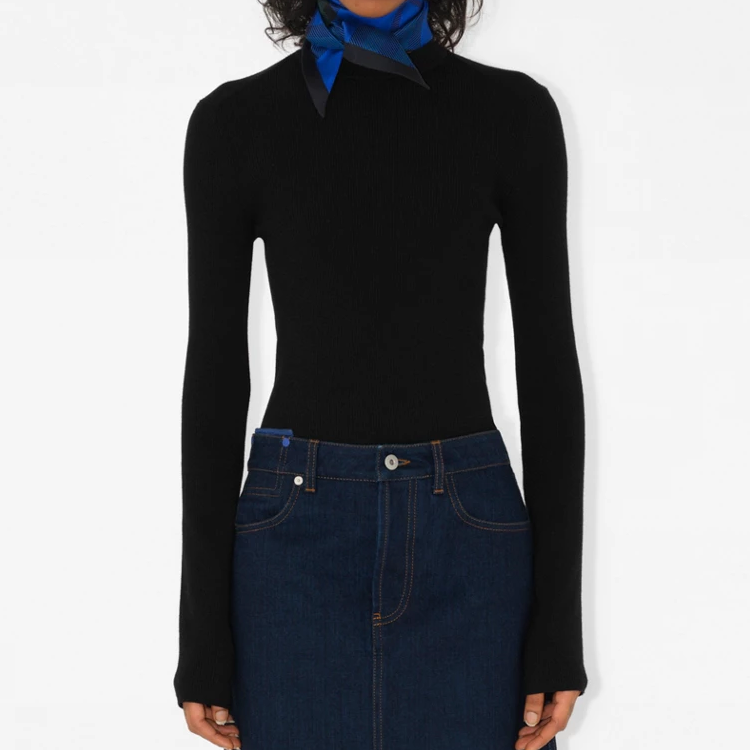 Burberry Check Print Silk Scarf Unisex Couple Style Blue. 80835581 圖 4