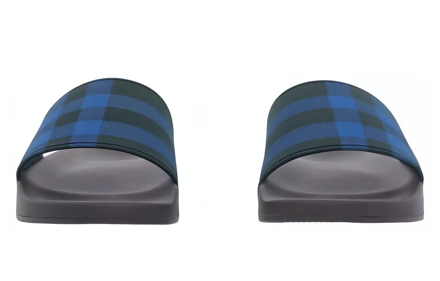 Burberry Check Print Slippers 'Blue Black' 圖 3