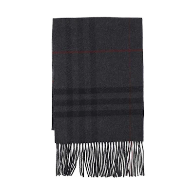 Burberry Check Print Wool Scarf Unisex Couple Style Black 8076998CHARCOAL