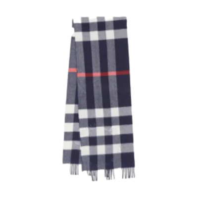 Burberry Check Print Wool Scarf Unisex Couple Style - Blue 8077891