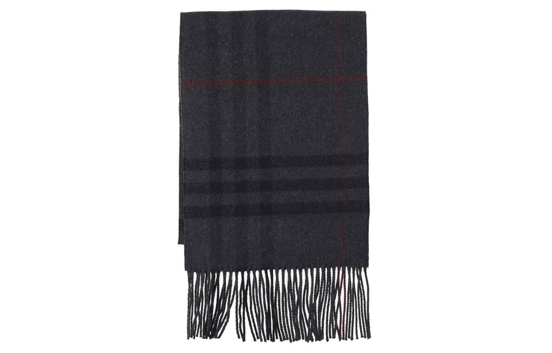 Burberry Check Print Wool Scarf Unisex Couple Style Black 8076998CHARCOAL 圖 2