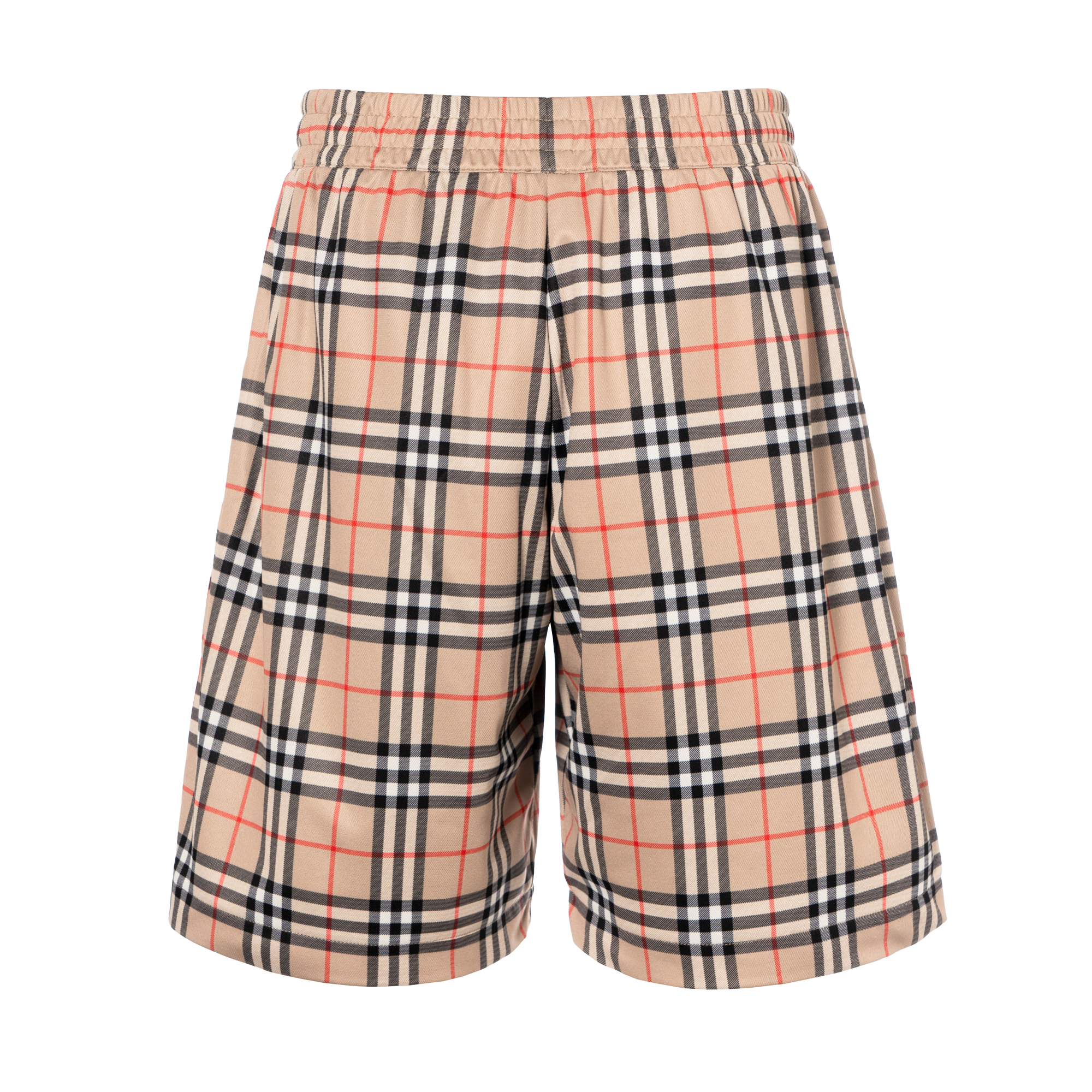 Burberry Check Printed Mid-Rise Elastic Shorts Archive Beige 8026469
