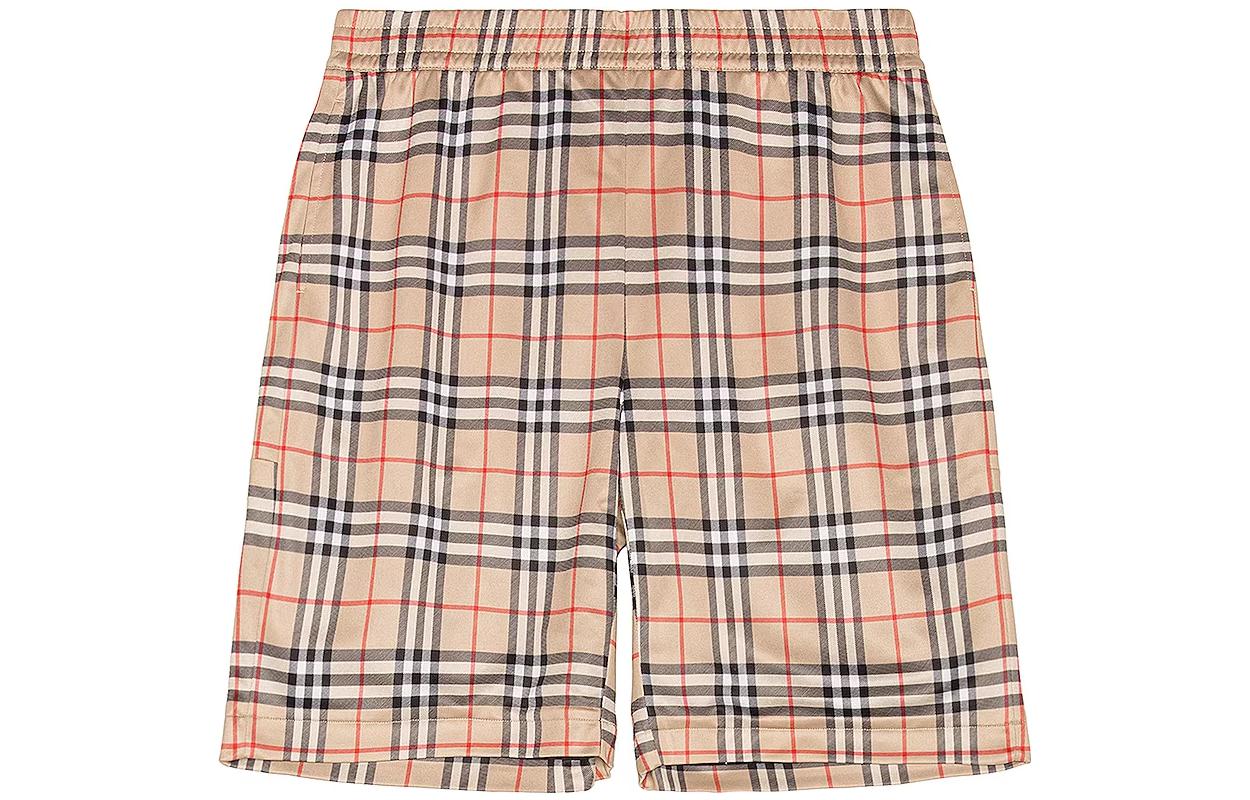 Order Burberry Check Printed Mid-Rise Elastic Shorts Archive Beige 8026469
