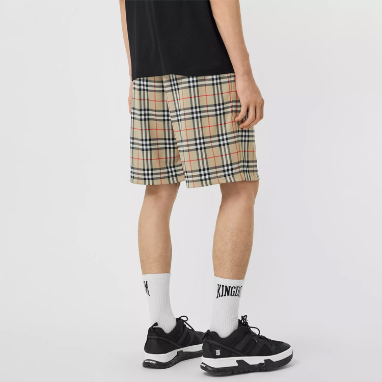 Purchase Burberry Check Printed Mid-Rise Elastic Shorts Archive Beige 8026469