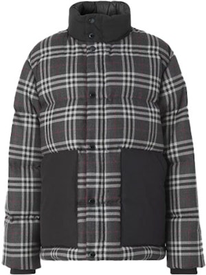 Burberry Check Puffer Jacket - Fitted Down Coat Winter Charcoal Grey 80454991 Order Burberry Check Puffer Jacket - Fitted Down Coat Winter Charcoal Grey 80454991