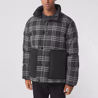 Shop Burberry Jaket Puff Corak Kot Musim Sejuk Abu-abu Arang Fesyen Slim Fit. 80454991
