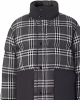 Details for Burberry Jaket Puff Corak Kot Musim Sejuk Abu-abu Arang Fesyen Slim Fit. 80454991