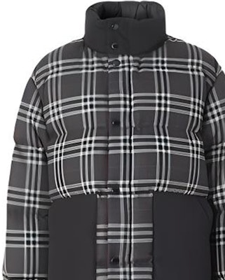 Burberry Check Puffer Jacket - Fitted Down Coat Winter Charcoal Grey 80454991 Details for Burberry Check Puffer Jacket - Fitted Down Coat Winter Charcoal Grey 80454991