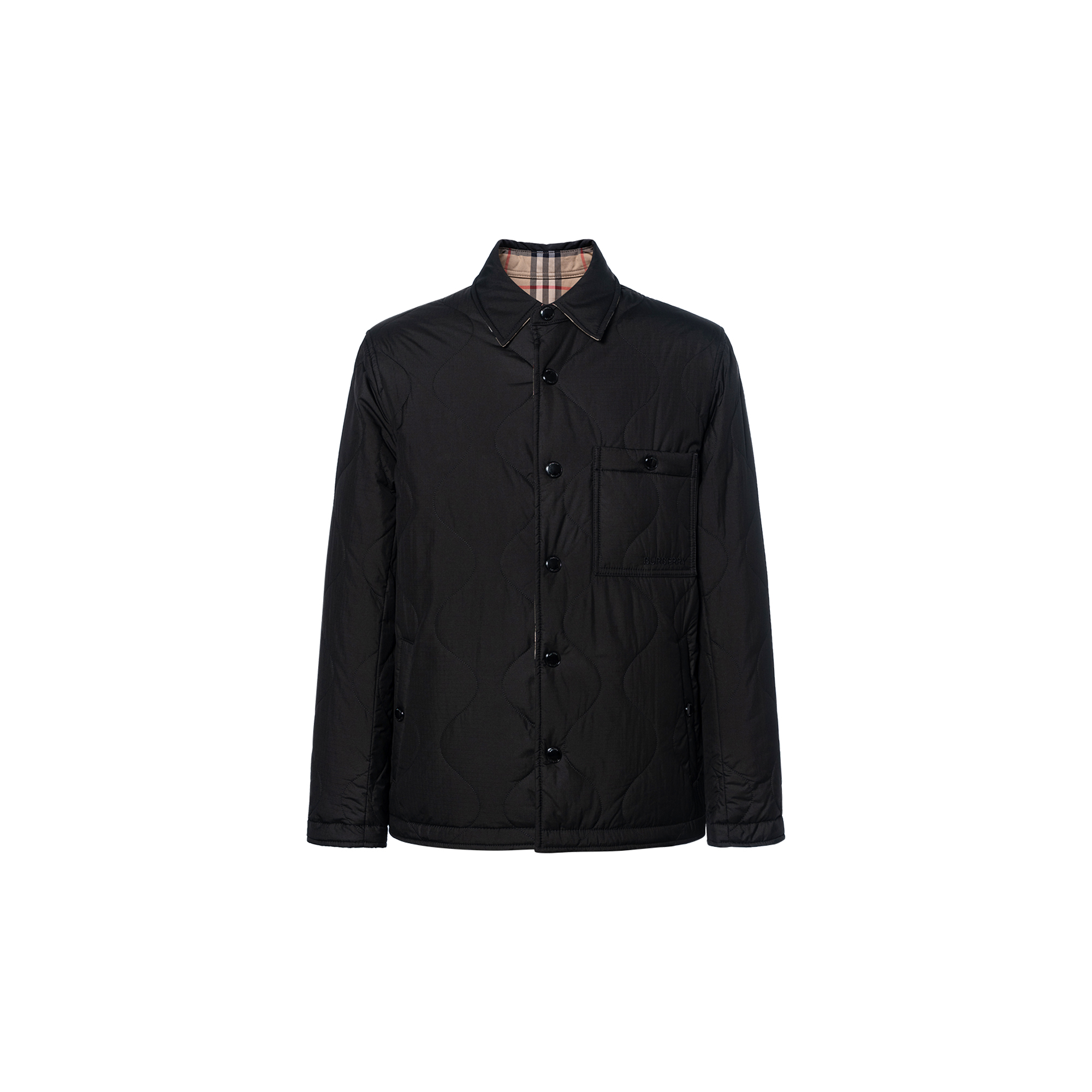 Burberry Check Reversible Jacket Style Long Sleeve Shirt Black 80491391