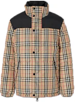 Burberry Check Reversible Stand Collar Down Jacket Beige 80188621 Burberry Check Reversible Stand Collar Down Jacket Beige 80188621