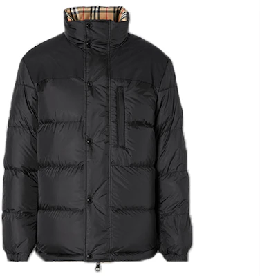 Burberry Check Reversible Stand Collar Down Jacket Beige 80188621 Shop Burberry Check Reversible Stand Collar Down Jacket Beige 80188621