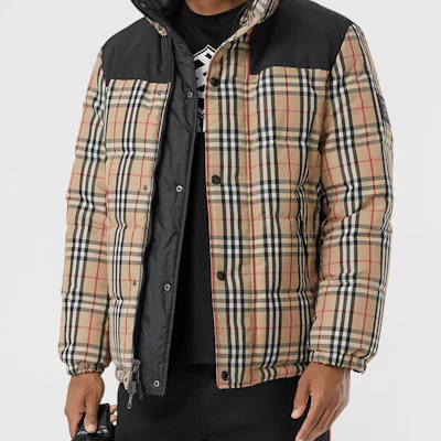 Burberry Check Reversible Stand Collar Down Jacket Beige 80188621 Sizing Burberry Check Reversible Stand Collar Down Jacket Beige 80188621